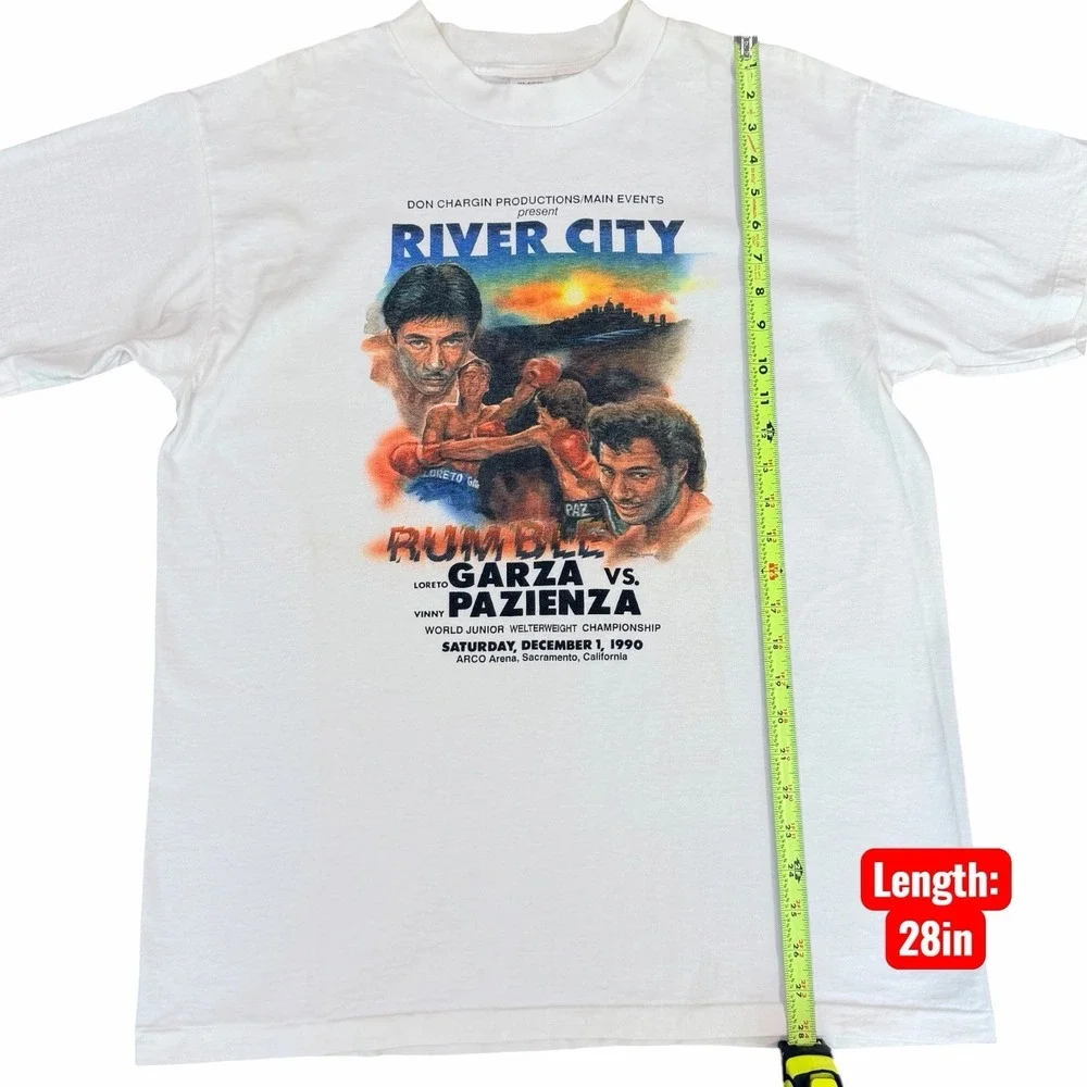 1990 Vintage River City Rumble Boxing T-Shirt Garza vs Pazienza Sacramento XL